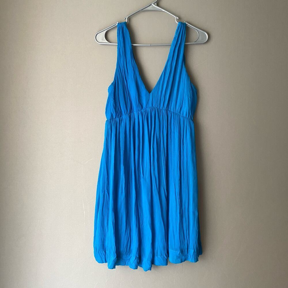 Sele‎ sz M blue pleated mini cocktail mini dress